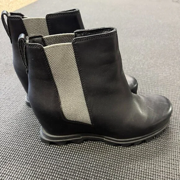 Womens SOREL Joan Wedge Boot Black leather size 9.5 - Picture 4 of 6